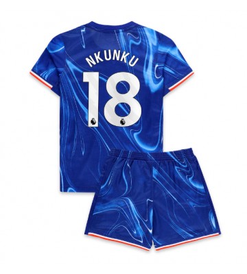 Chelsea Christopher Nkunku #18 Primera Equipación Niños 2024-25 Manga Corta (+ Pantalones cortos)